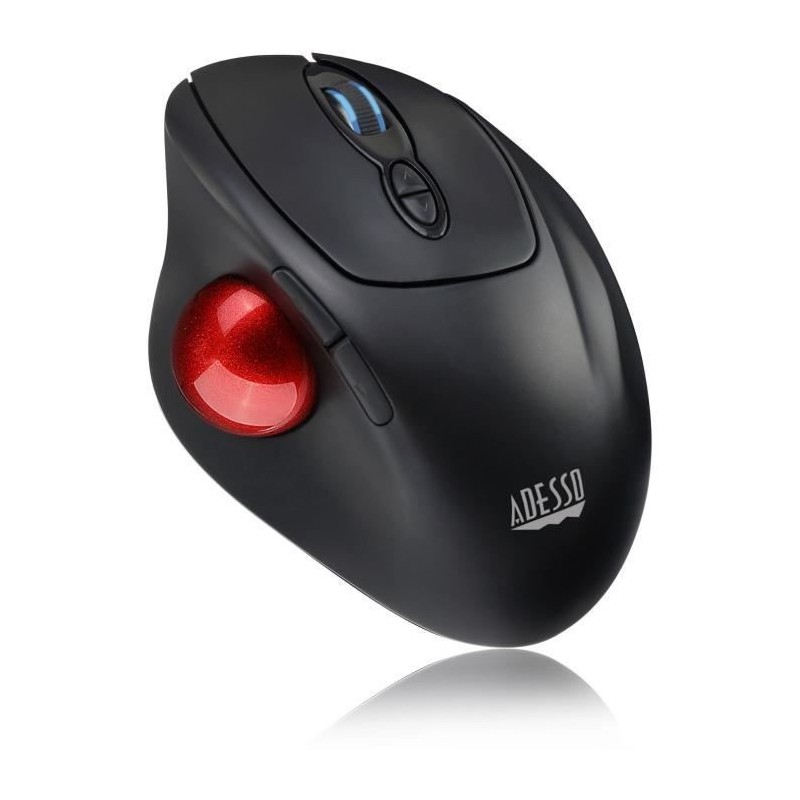 ADESSO T30 Souris Trackball ergonomique sans fil - Noir / Rouge