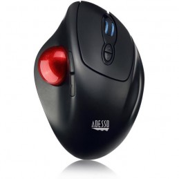 ADESSO T30 Souris Trackball ergonomique sans fil - Noir / Rouge - vue de dessus