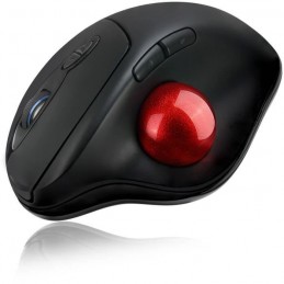 ADESSO T30 Souris Trackball ergonomique sans fil - Noir / Rouge - vue de trois quart