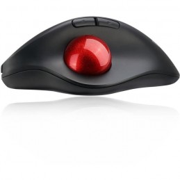 ADESSO T30 Souris Trackball ergonomique sans fil - Noir / Rouge - vue de profil