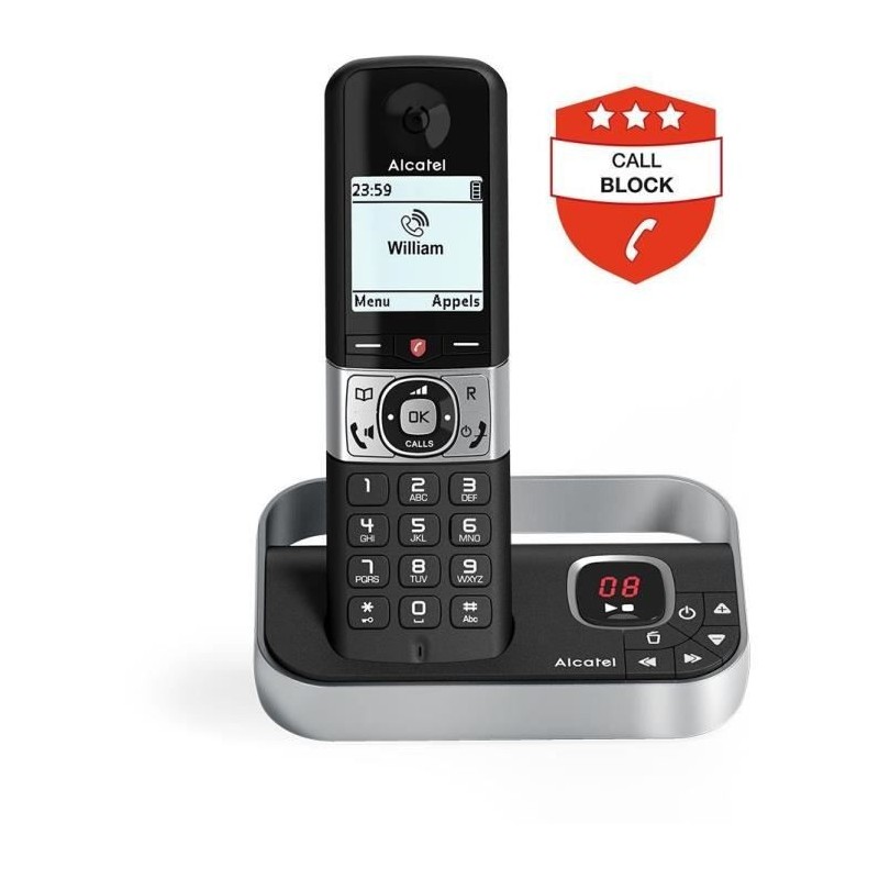 ALCATEL F890 Voice Solo Noir Téléphone répondeur sans fil - Blocage jusqu'à 1000 numéros