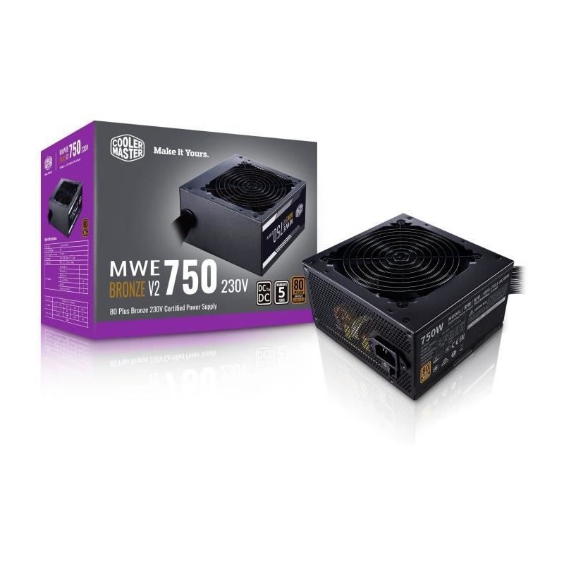 COOLER MASTER MWE Bronze V2 750W Alimentation PC 80Plus Bronze - Cables plats - vue emballage