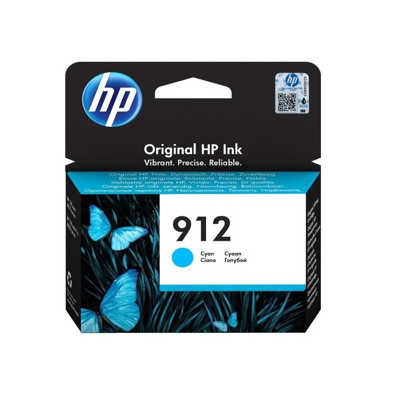 HP 912 Cyan Cartouche d'encre authentique (3YL77AE) pour OfficeJet Pro 8010 / 8020 series