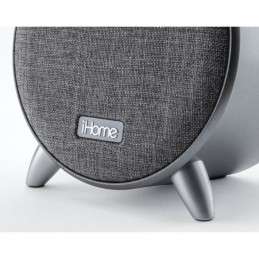 IHOME IBT235 Gris Réveil Bluetooth - Double port USB - vue zoom marque