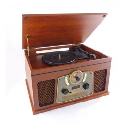 INOVALLEY RETRO10E-BTH-N Bois Chaine Hi-Fi rétro - Bluetooth, USB, Vinyles, CD, K7 audio, Radio FM, Aux-In - vue A