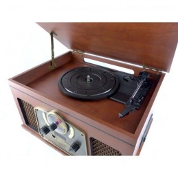 INOVALLEY RETRO10E-BTH-N Bois Chaine Hi-Fi rétro - Bluetooth, USB, Vinyles, CD, K7 audio, Radio FM, Aux-In - vue B