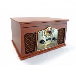 INOVALLEY RETRO10E-BTH-N Bois Chaine Hi-Fi rétro - Bluetooth, USB, Vinyles, CD, K7 audio, Radio FM, Aux-In - vue C