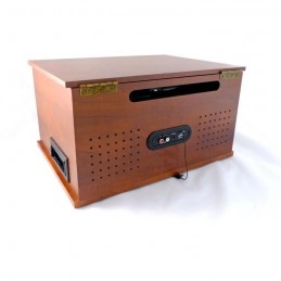 INOVALLEY RETRO10E-BTH-N Bois Chaine Hi-Fi rétro - Bluetooth, USB, Vinyles, CD, K7 audio, Radio FM, Aux-In - vue de dos