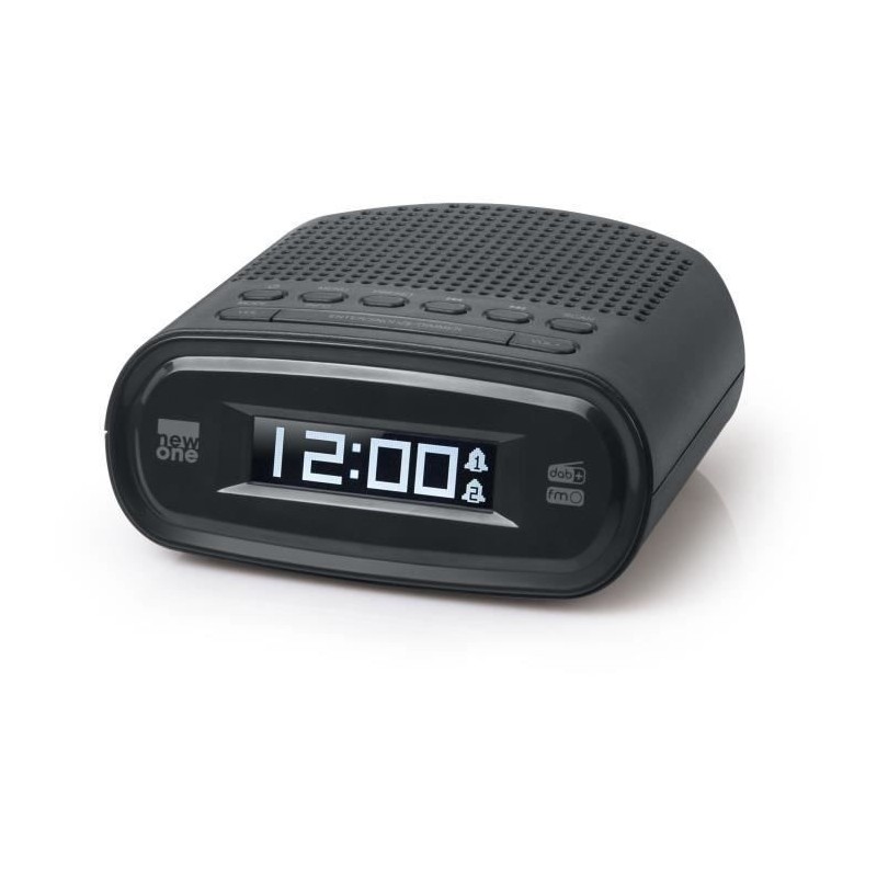 NEW ONE CRD 160 Noir Radio-réveil DAB+/FM - Ecran LCD - 20 stations  préréglées - Buzzer - Prise casque avec Quadrimedia