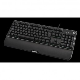 QPAD MK40 Noir Clavier gaming membranical aluminium RGB - AZERTY - vue de trois quart