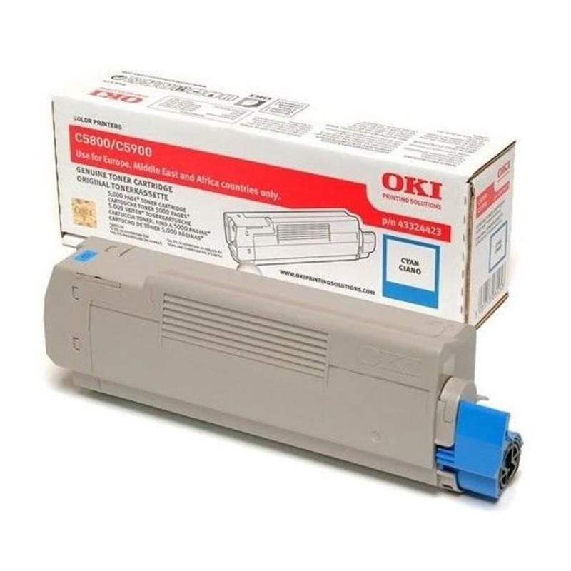 OKI 43324423 Cyan Toner laser (5000 pages) authentique pour C5550, C5800, C5900