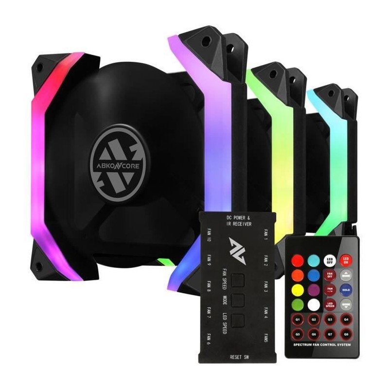 ABKONCORE Spider Spectrum Sync A-RGB Ventilateur boitier PC 120mm - Pack de 3