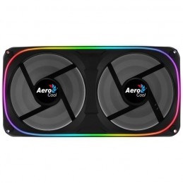 AEROCOOL Astro 24 A-RGB Ventilateur boitier PC 2x 120mm - vue de face ON