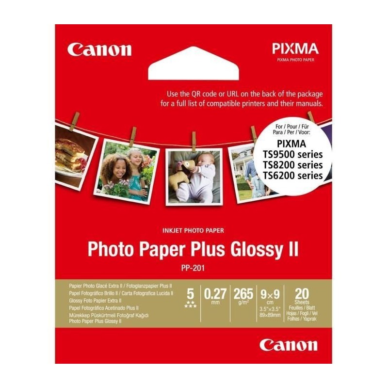 CANON Papier photo A4 PP-201 Brillant Extra 265gr 20 feuilles sur