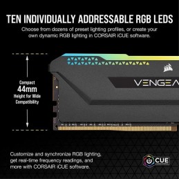 CORSAIR Vengeance RGB Pro SL 16Go DDR4 (2x 8Go) RAM DIMM 3200Mhz CL16 (CMH16GX4M2E3200C16) - vue hauteur