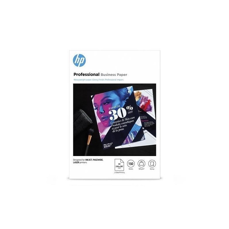 HP Papier A4 Professionnel pour imprimantes laser, ou jet d'encre - glacé 180 g/m² (3VK91A)