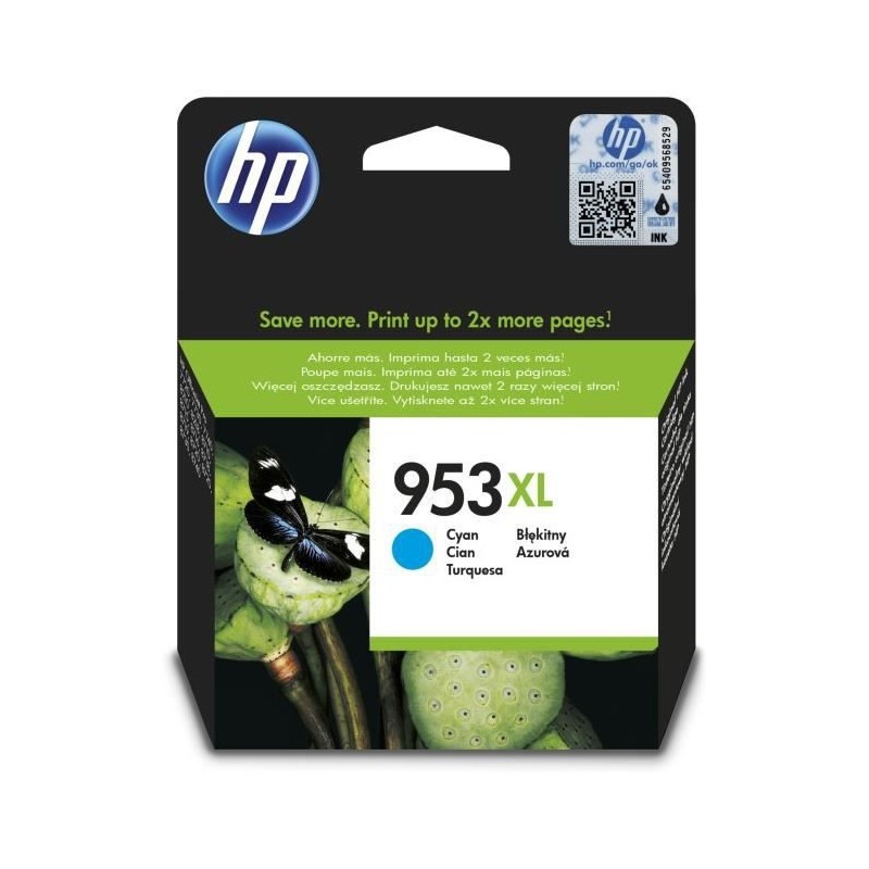 HP 953XL Cyan Cartouche d'encre XL authentique (F6U16AE) pour OfficeJet Pro 8710, 8715, 8720