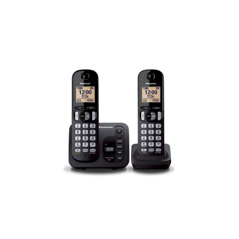 PANASONIC KX-TGC222EB Duo Noir Téléphone sans fil DECT avec répondeur