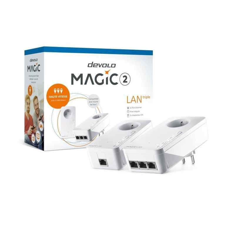 DEVOLO Magic 2 LAN triple Starter Kit CPL - Jusqu'a 2400 Mbits/s - vue emballage