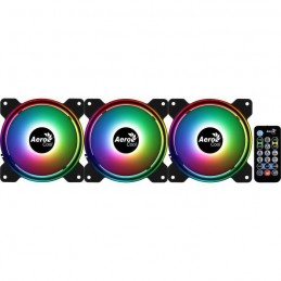 AEROCOOL Saturn 12F A-RGB Pro Ventilateur boitier PC 120mm - Pack de 3 - vue de face ON