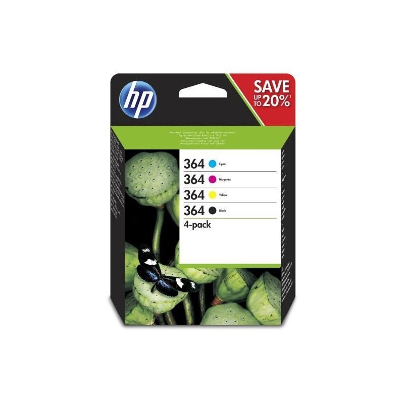  HP 364 Pack Cartouche d'encre Authentique N9J73AE pour Deskjet 3520, Photosmart 5510, 6525, 7520 ...