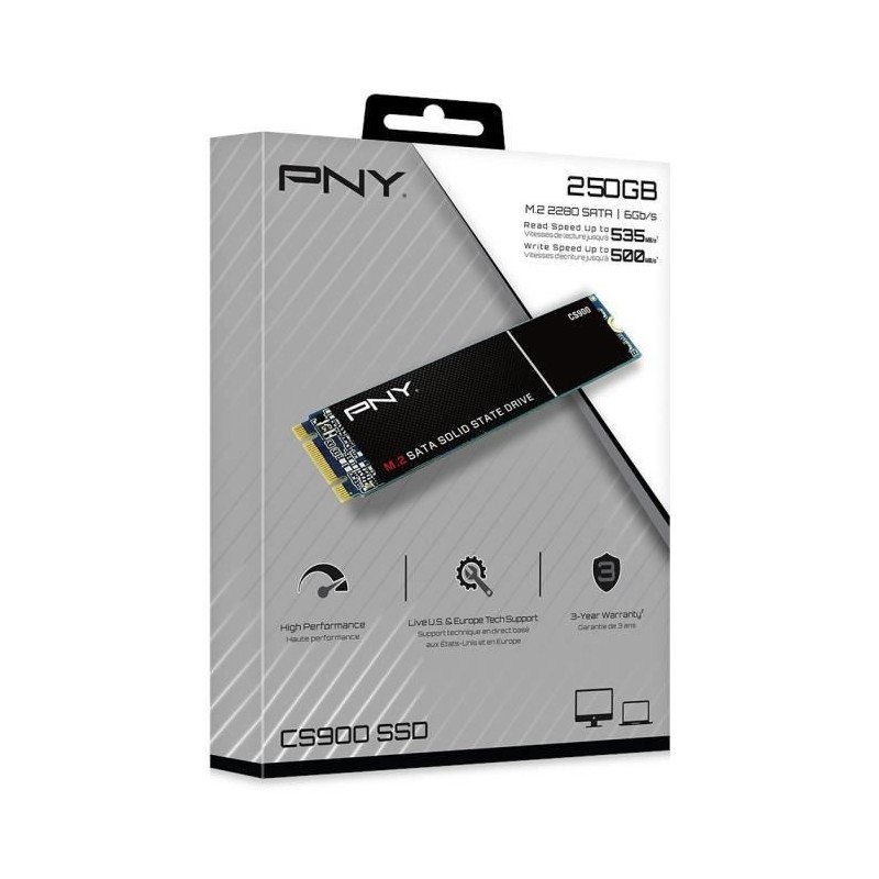 PNY CS900 SSD 250Go Format M.2 2280 (M280CS900-250-RB) avec Quadrimedia