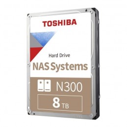 TOSHIBA 8To N300 HDD 3.5'' - 7 200 tr/min - Cache 256Mo - NAS Boite Retail (HDWG180EZSTA) - vue de trois quart