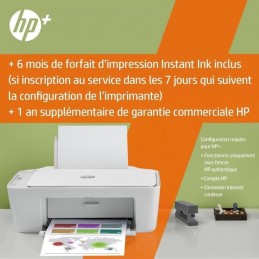 HP DeskJet 2710e Blanc Imprimante Jet d'encre Multifonction - USB - WiFi - vue garantie