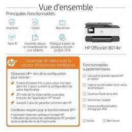 HP Officejet pro 8014e Imprimante tout-en-un jet d'encre - WiFi - vue d'ensemble