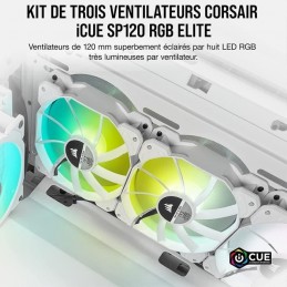 CORSAIR SP120 RGB ELITE Ventilateur Boitier PC 120mm Blanc (Pack de 3) (CO-9050137-WW) - vue en situation