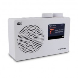 METRONIC 477252 Blanc Radio numérique DAB+ / FM RDS avec écran couleur LCD - vue de trois quart