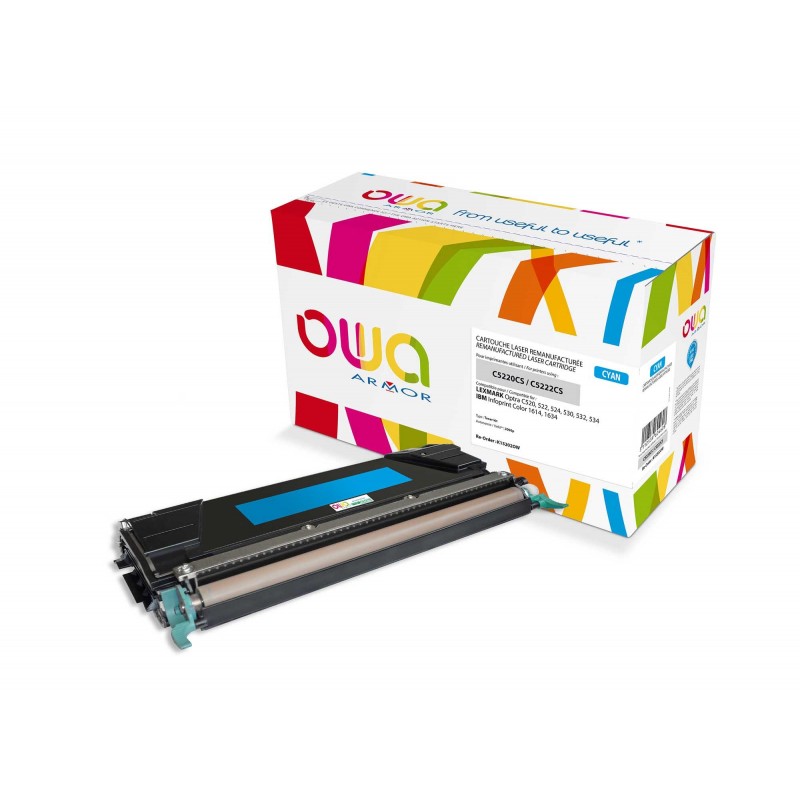 ARMOR OWA K15202OW TONER LASER REMANUFACTURÉ CYAN COMPATIBLE C522 LEXMARK© C5220CS