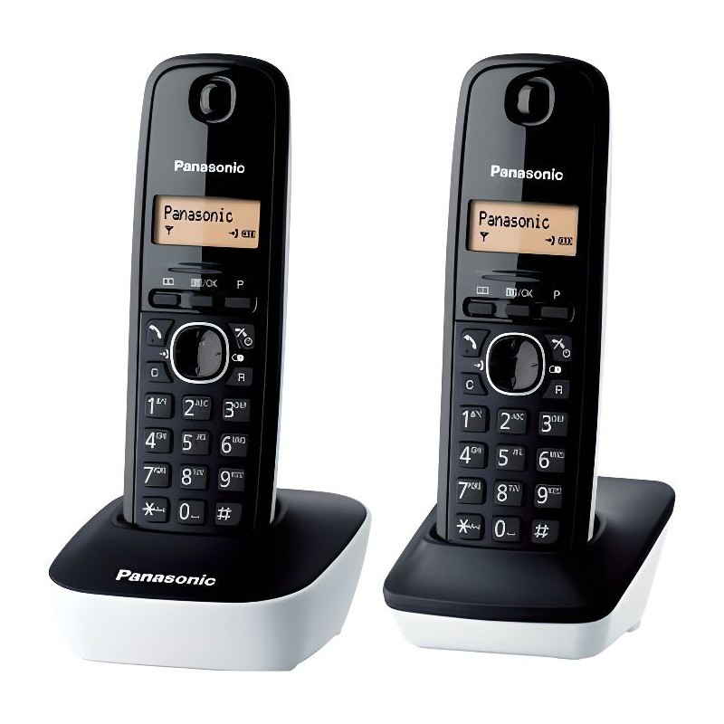 PANASONIC KX-TG1612FRW Duo Téléphone Sans Fil DECT - Noir - Blanc