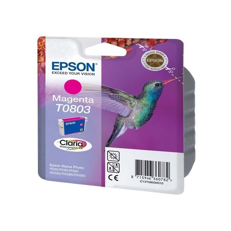 EPSON T0803 Magenta Colibri Cartouche d'encre (C13T08034011) pour PX650, RX685