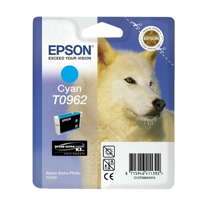 EPSON T0962 Cyan Loup Cartouche d'encre Stylus Photo R2880 (C13T09624010)