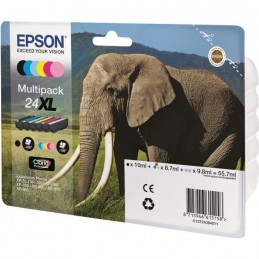 EPSON 24 XL Eléphant Multipack Noir, Cyan, Magenta, Cyan Clair, Magenta Clair, Jaune (C13T24384011)