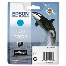 EPSON T7602 Cyan Cartouche d'encre Orque (C13T76024010) pour SureColor P600, SC-P600