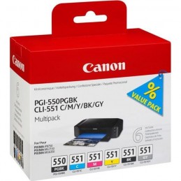 CANON PGI-550/CLI-551 Pack PGBK/C/M/Y/BK/GY pour Pixma iP7250, iP8750, MG5440, MG5550, MG6350 - vue emballage