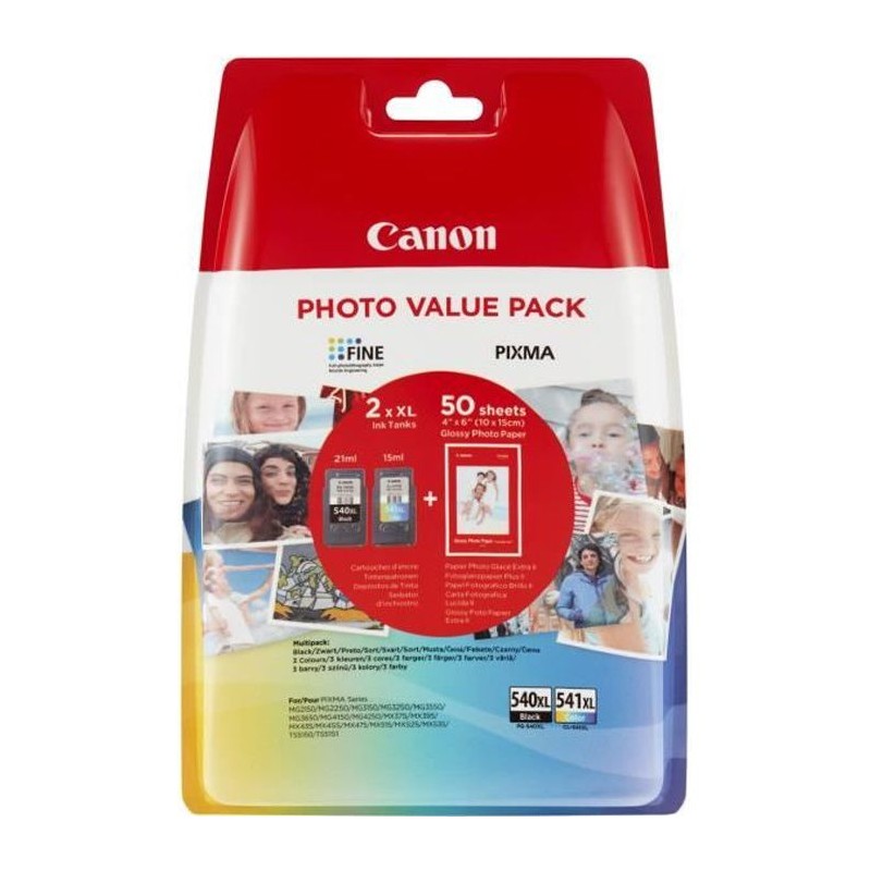 CANON PG-540XL / CL-541XL Pack de Cartouches d'encre grande capacité Noir + Couleur (5222B013) - vue emballage