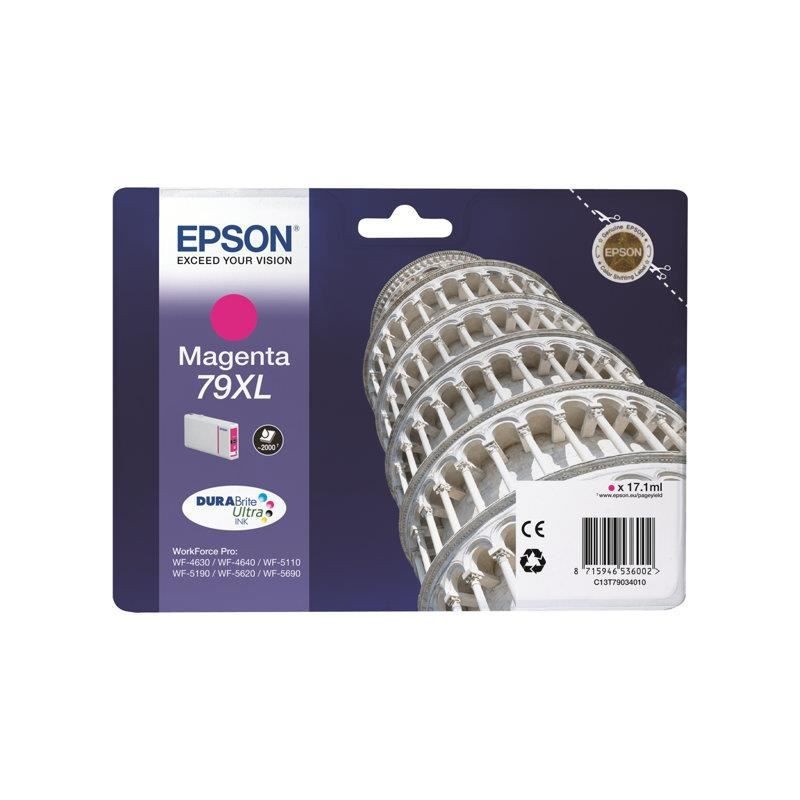 EPSON 79XL Magenta Cartouche d'encre XL Tour de Pise (C13T79034010) pour WF-4630, WF-5690 - vue emballage