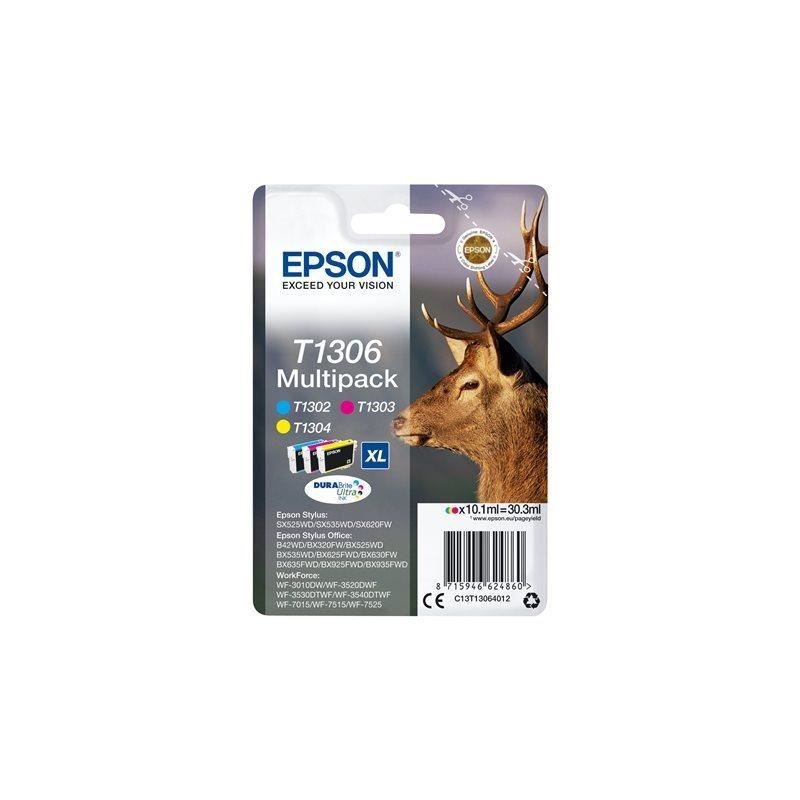 EPSON T1306 XL Cerf Multipack Cyan, Magenta, Jaune (C13T13064012) - vue emballage