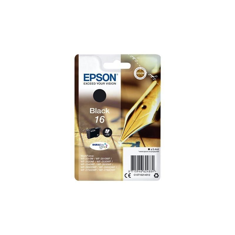EPSON T1621 Noir Cartouche d'encre 16 Stylo Plume (C13T16214012) pour WF-2010, WF-2760