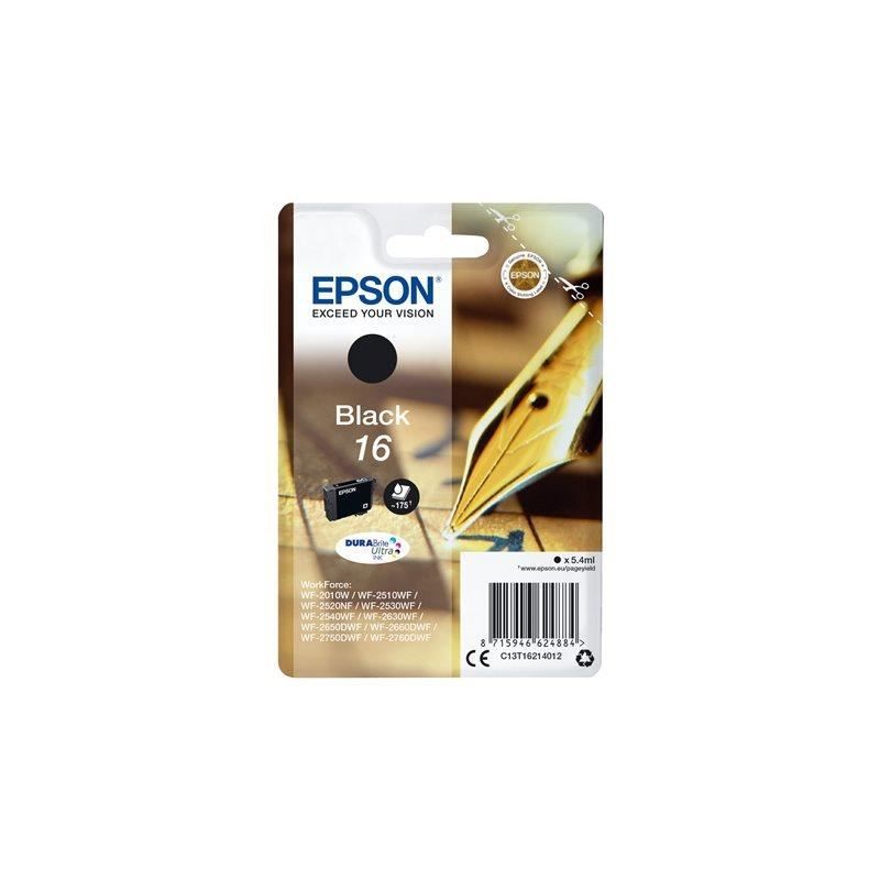 EPSON T1621 Noir Cartouche d'encre 16 Sylo Plume (C13T16214022) pour WF-2010, WF-2760