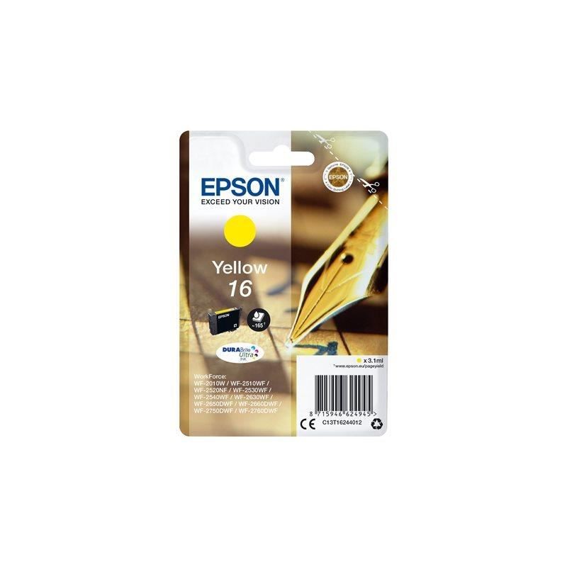 EPSON T1624 Jaune Cartouche d'encre 16 Stylo Plume (C13T16244012) pour WF-2010, WF-2630
