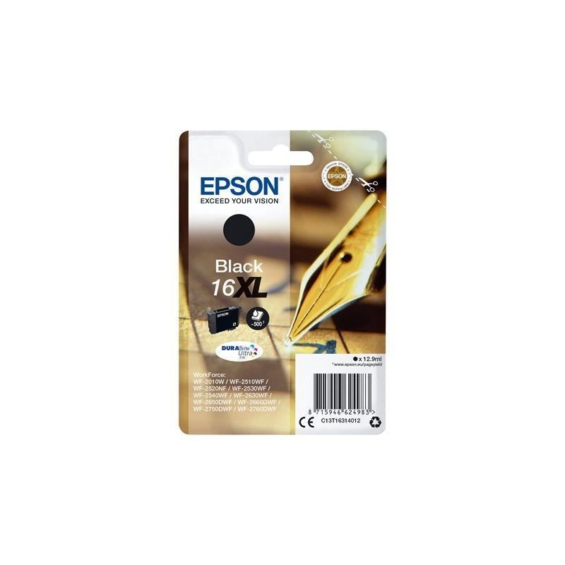 EPSON T1631 Noir Cartouche d'encre 16 XL Stylo Plume (C13T16314012) pour WF-2010, WF-2760