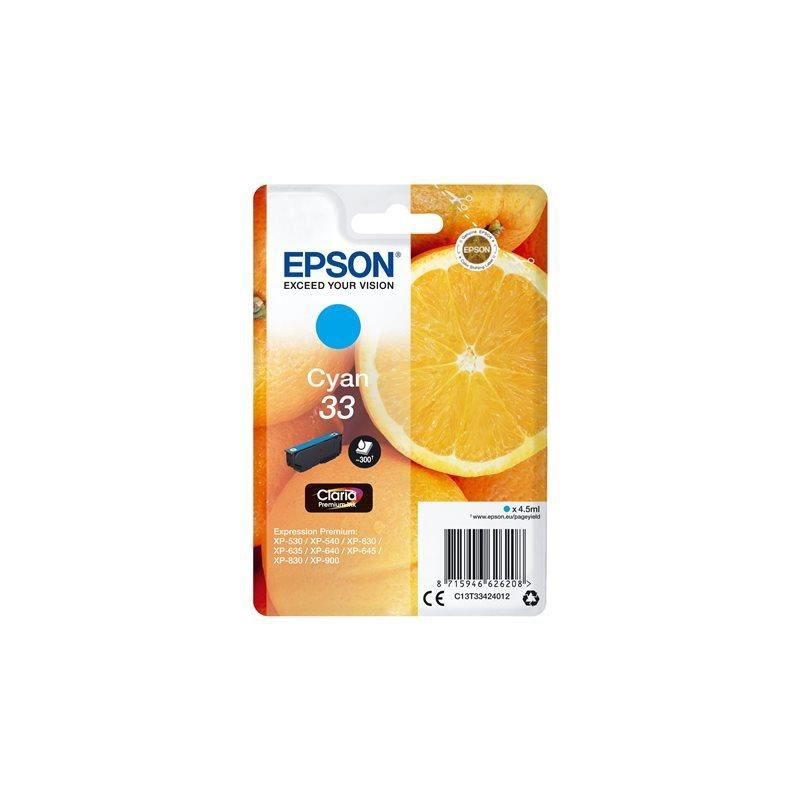 EPSON T3342 Cyan Cartouche d'encre 33 Oranges (C13T33424012) XP-530, XP-900