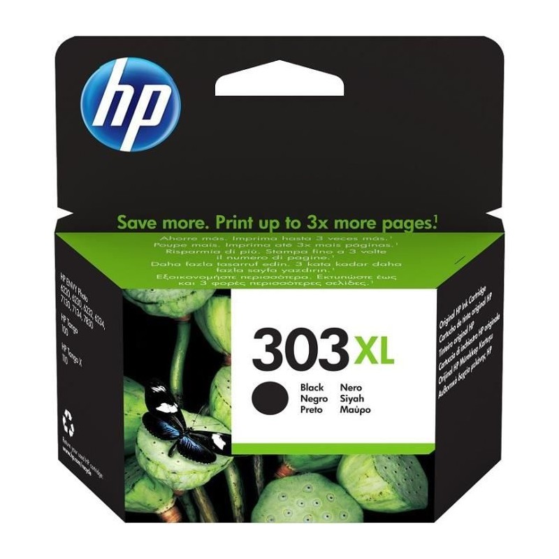 HP 303XL Noir Cartouche d'encre XL authentique (T6N04AE) pour Envy Photo 6220, 6230, 7130