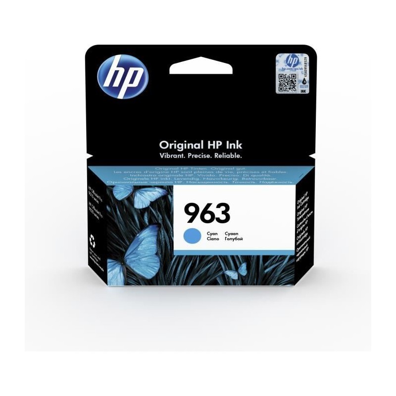 HP 963 Cyan Cartouche d'encre authentique (3JA23AE) pour OfficeJet Pro 9010 / 9020 series