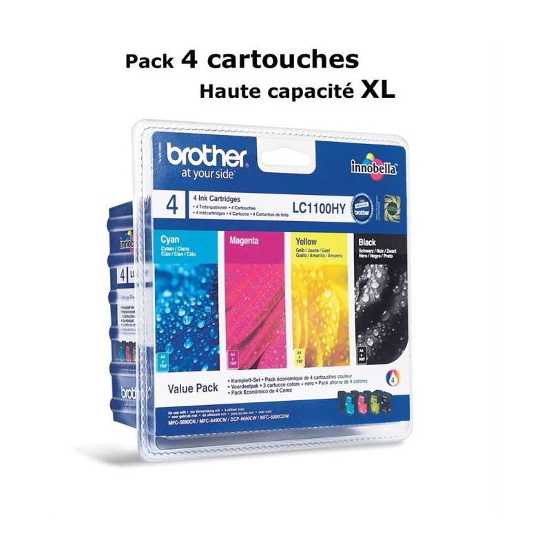BROTHER LC1100HY Multipack Cartouche d'encre Noir, Cyan, Magenta, Jaune