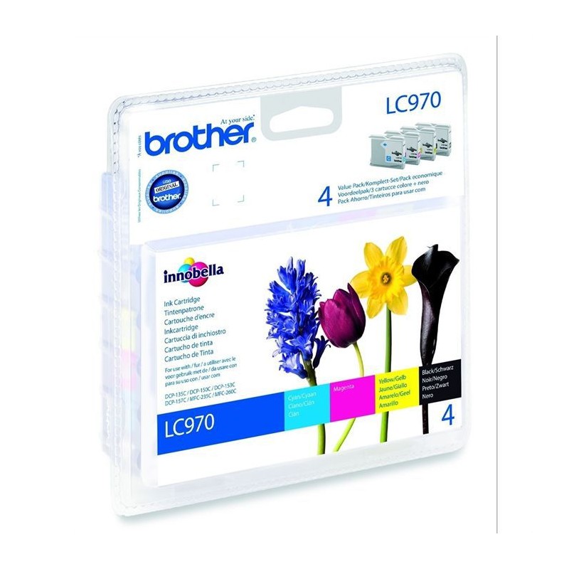 BROTHER LC970 Multipack Cartouche d'encre Noir, Cyan, Magenta, Jaune (LC970VALBP) - vue emballage